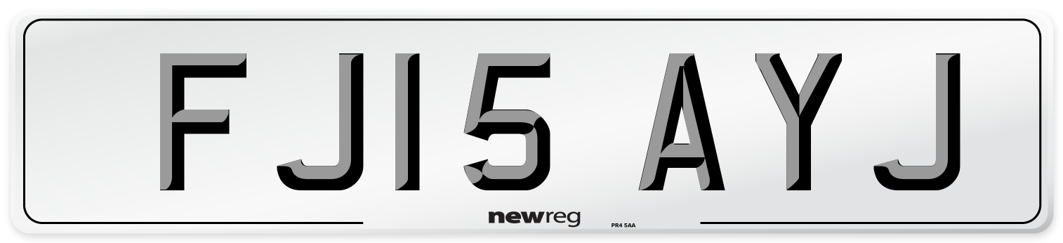 FJ15 AYJ Number Plate from New Reg
